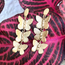 Load image into Gallery viewer, 3 Tier Butterfly Earrings
