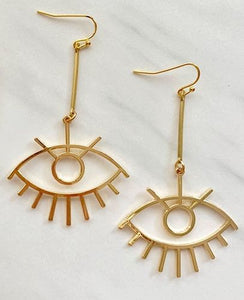 Gold "Eye on the Prize" Drop Earrings